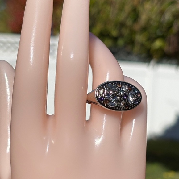Brighton Crystal Voyage Swarovski Cocktail Ring Size 7.75 Silver Plated EUC - Picture 8 of 13